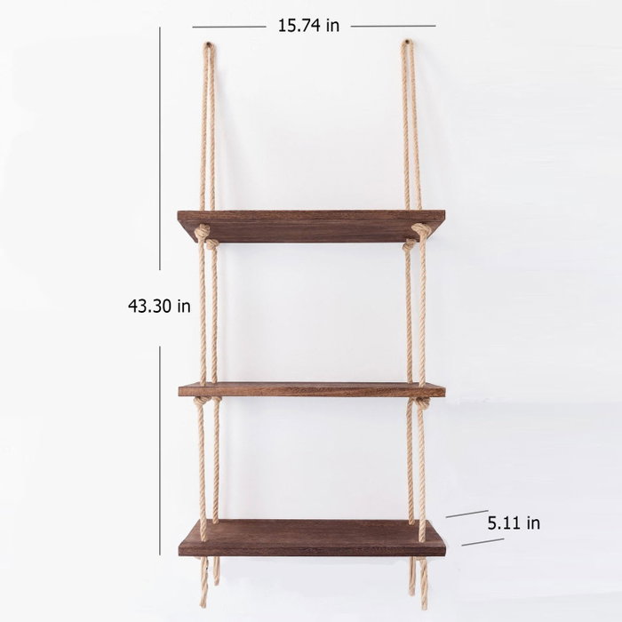 Hanah Home Estantería de pared Aa041 v2, madera de abeto, nogal